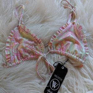 NWT Wildfox Unicorn Rufffle Front Bikini Swim Top